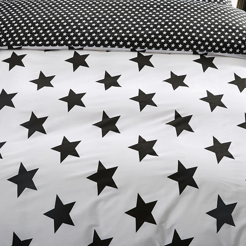Solstice домашний текстиль черно-белая звезда сетка в полоску хлопок 4 шт. набор постельного белья пододеяльник плоский лист наволочка постельное белье