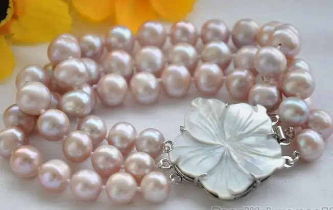 

1734 3row lavender round FRESHWATER CULTURED pearl BRACELET