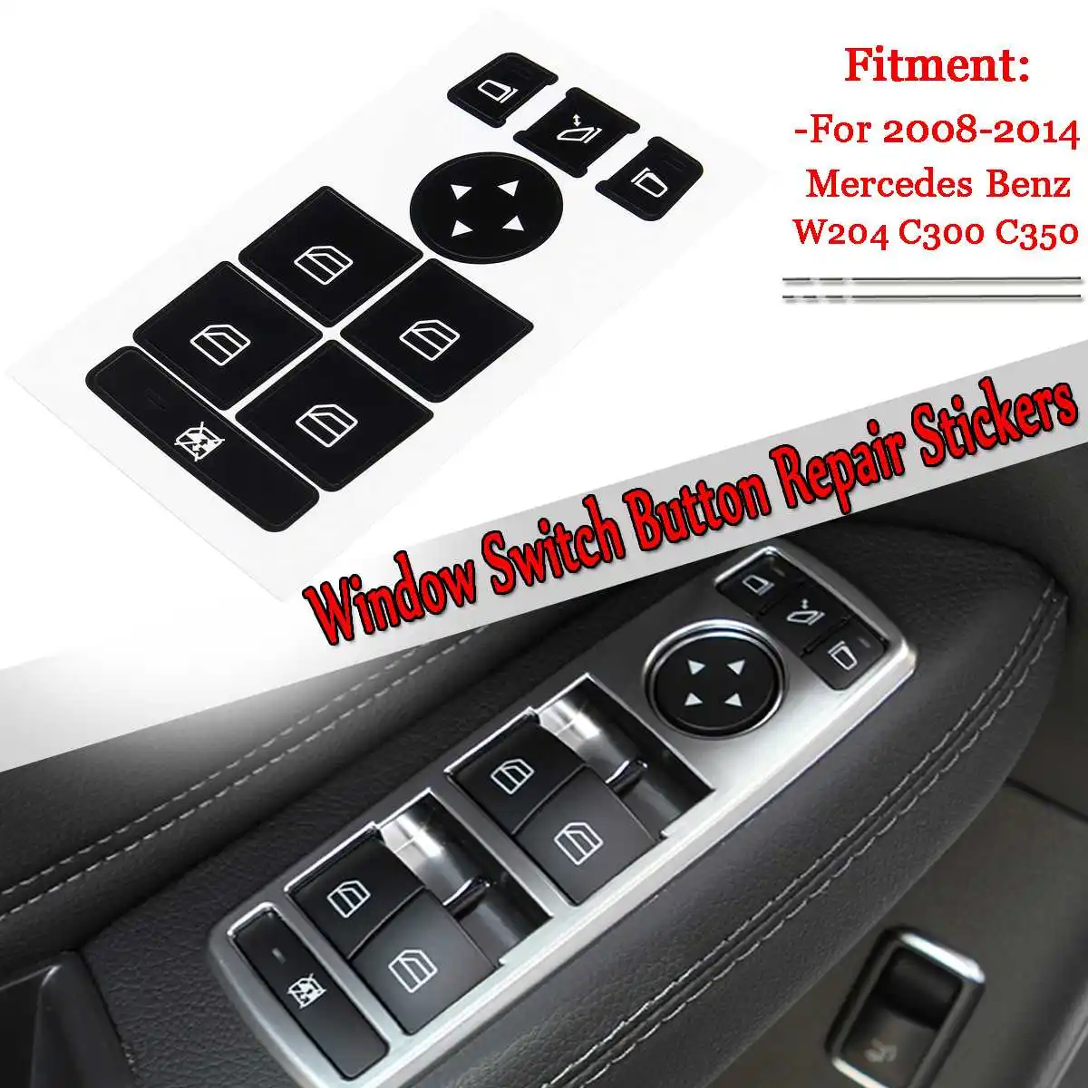 Ремонтные наклейки для автомобильных окон и кнопок для Mercedes Benz 08-14 W204 C300 C350, набор для ремонта кнопок, выцветшие уродливые кнопки