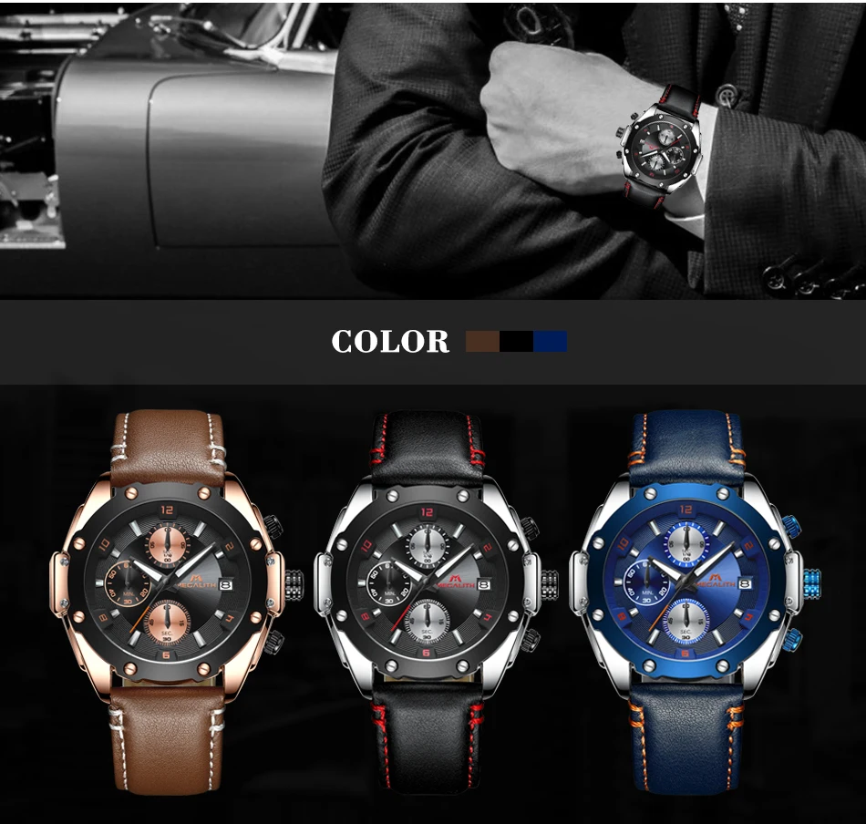 MEGALITH 15.99$ Mens Watch Top Brand Automatic Mechanical Watches Sport Waterproof Watch Stainless Steel Band Horloges Mannen