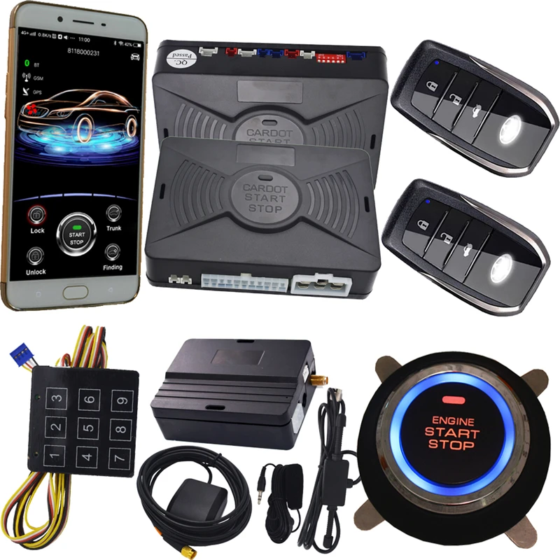 cardot 2g new gps bluetooth car alarm system Push Button Start Keyless