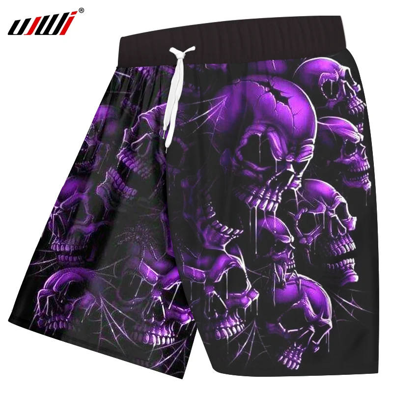 UJWI Board Shorts Men Quick Dry Polyester Cool Print Purple Broken