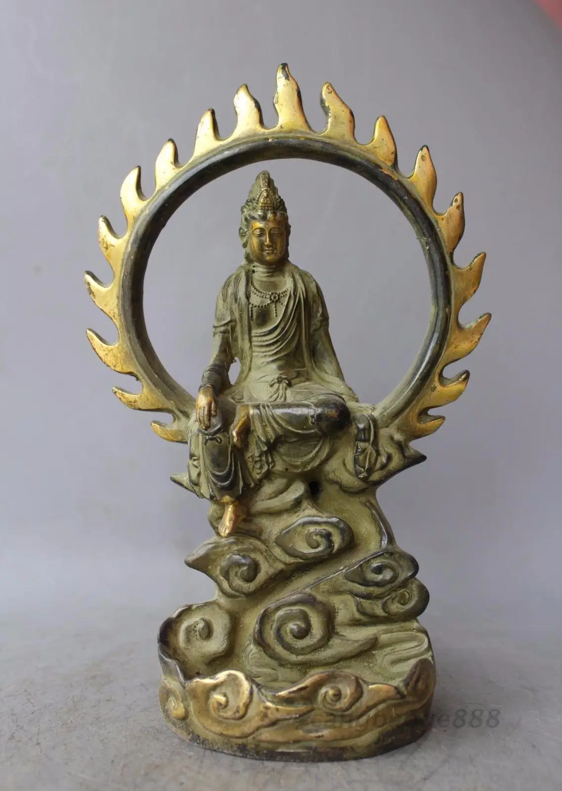 

China Tibet Buddhism old Bronze gilding Guanyin Kwan-yin goddess Buddha statue