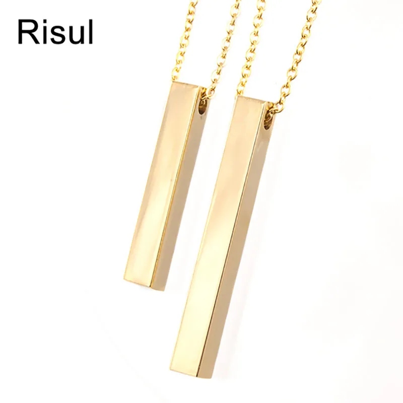 

Silver Gold Stainless Steel Blank Pendants & Necklaces Personalized Statement Cuboid Metal Tag Mirror Polished Wholesale 50pcs