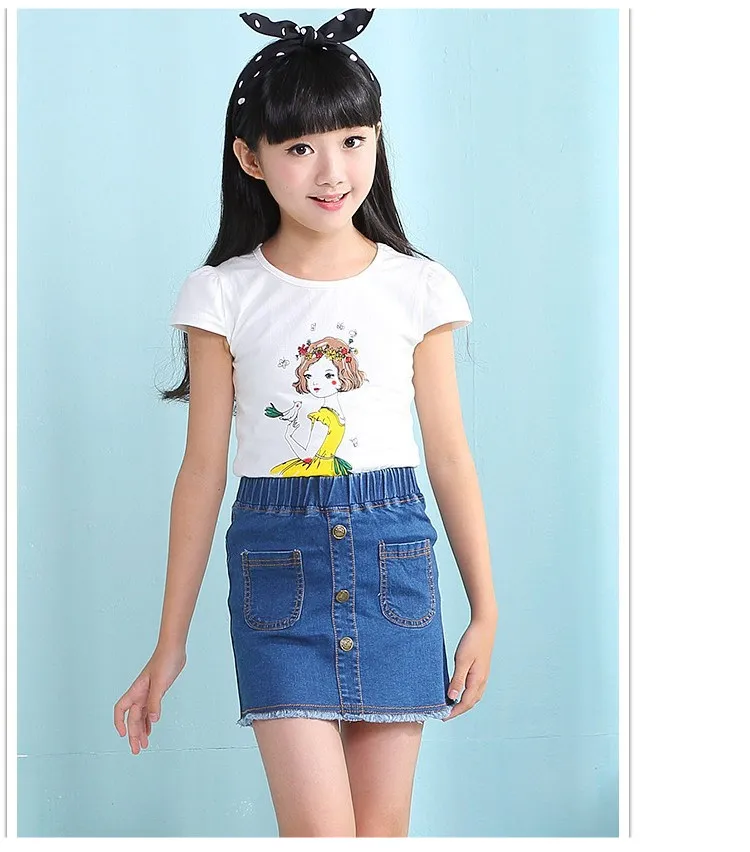 2-10 y summer 2019 children's skirt girls mini skirts fashion jeans denim skirt for girls clothing 6 8 10 years old On Sales (6)