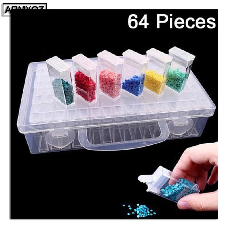 

Transparent Diamond Beads Container Rhinestone Daimond Stone Organizer Storage Cover with Hole Diamond Painting Accessory Box