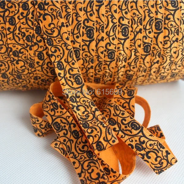 

Halloween FOE Ribbon, 5/8" fold over elastic ribbon printed damask, Welcome Custom Print
