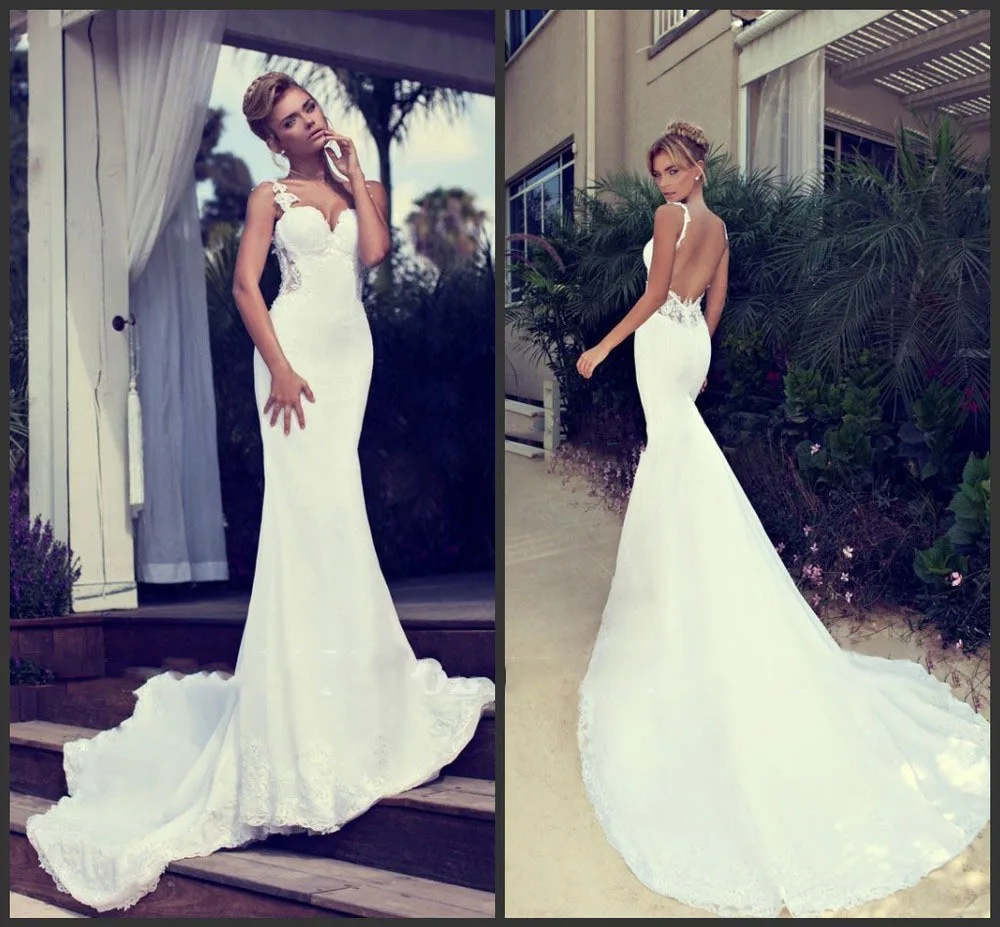 Fashion style Backless lace mermaid wedding dress for girls Fashion week Backless lace mermaid wedding dress for lady