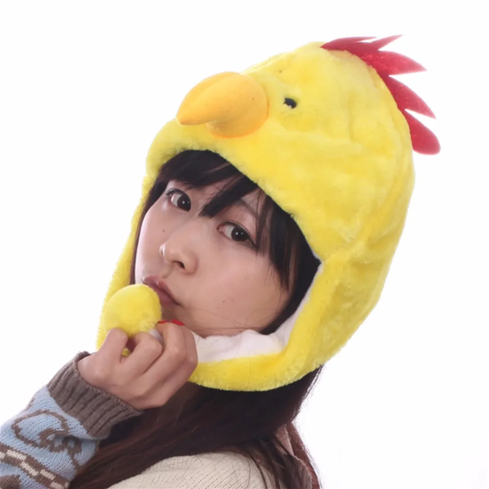 

DOUBCHOW Womens Yellow Cock Teenages Kids Girls Boy Cartoon Eapflap Animal Hats Cute Plush Winter Warm Beanie Cap Cosplay Hat