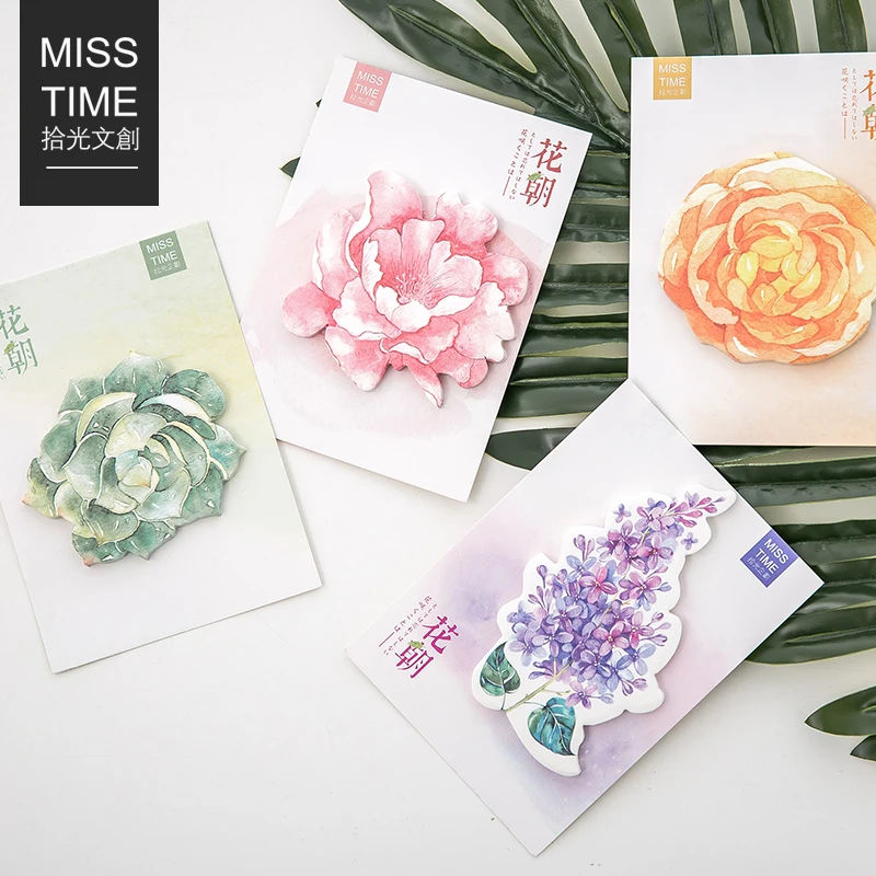 

M46 Fresh Various Flower Garden Memo Pad Sticky Notes Stick Message Sticker Bookmark Marker of Page Stationery School Supply