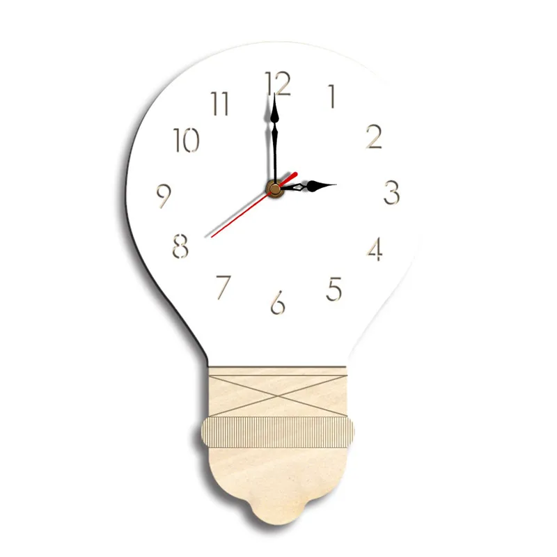 European wall clock children's room mute light bulb creative living room home cartoon acrylic clock wall hangings