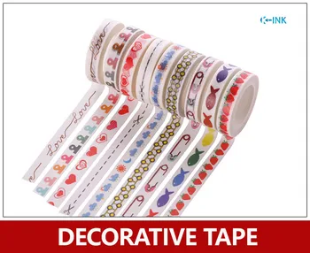

18 rolls / lot Fish / Heart / Strawberry / Cloud Washi Paper Slim Tape , Love Decorative Tape for Scrapbooking