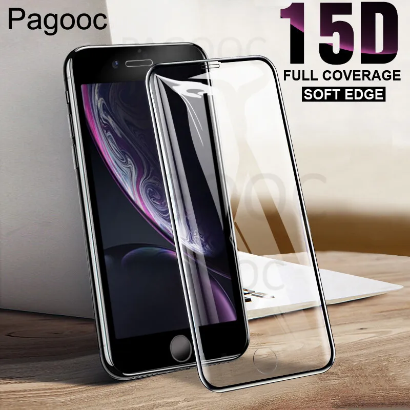 

15D Curved Edge Tempered Glass For iPhone 7 8 X XR XS Max Full Cover Screen Protector on iPhone 6S 6 7 8 Plus Protection Film