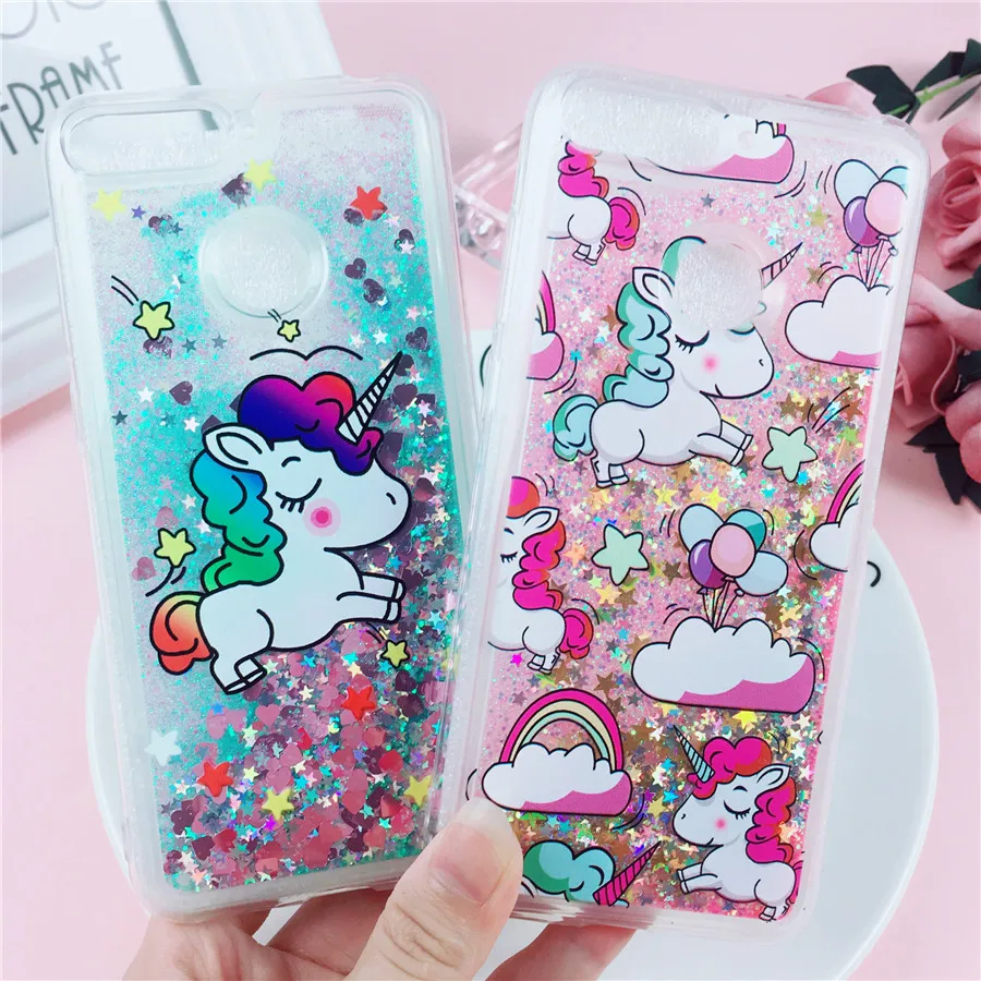 

Unicorn Liquid Case on sFor Coque Huawei Honor 7A Pro Cover for Fundas Huawei Honor 7A Pro Prime Y6 2018 Glitter Dynamic Cases