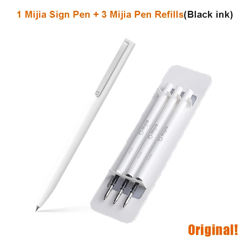 Xiaomi Mijia Sign Pen 9,5 мм ручка для подписи PREMEC гладкая швейцарская заправка MiKuni Япония чернила добавить Mijia ручка черный Заправка - Цвет: 1 pen 3 refills
