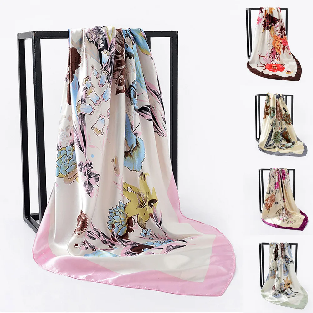 Scarf Bandana Plaid Poncho Handkerchief Hijab 90X90CM Point Printing Fashion Retro Female Multipurpose Shawl #50 | Аксессуары для