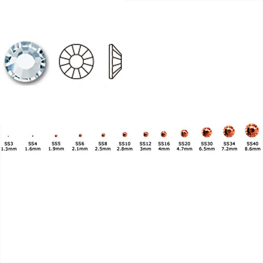 SS3-SS30, 1440 шт., Стразы для ногтей с плоской задней поверхностью, 3D, не исправление, для украшения ногтей, стеклянные аксессуары для маникюра