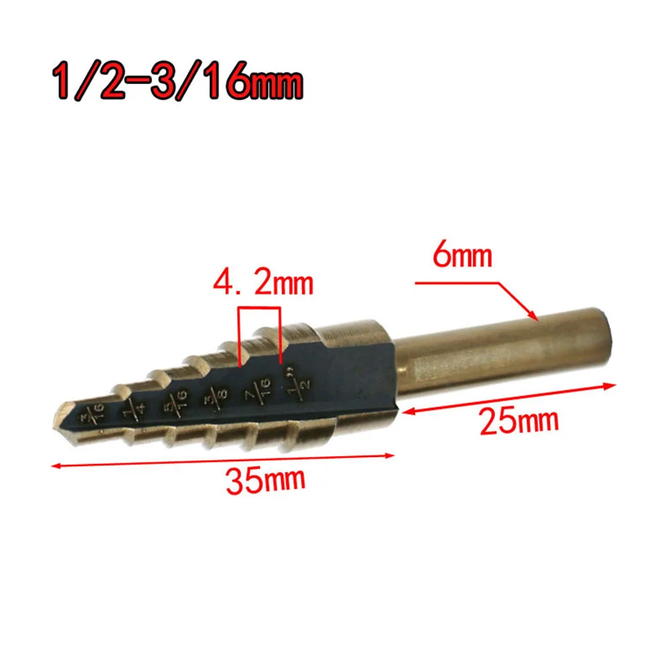 Hss 4241 Круглый хвостовик ступенчатая дрель 1/2-3/16 3/4-1/4 7/8-3/16 набор сверл для сверления буровой коронки 3 шт