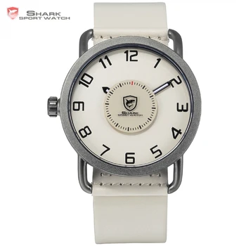 

Caribbean Rough Shark Sport Watch Beige Dial Special Turntable Second Hand Waterproof Simple Design Leather Wrist Watches /SH524