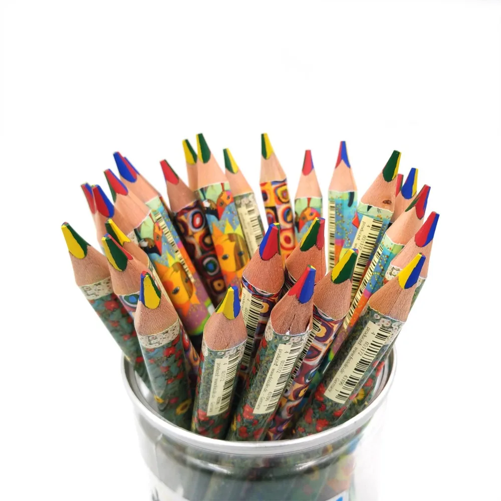 10 pz lotto Jumbo Matita Arcobaleno 4 In 1 Matite Colorate lapiceros FAI DA TE Disegno Pittura Matita per la Scuola Bambino Graffiti Disegno in 10 pz lotto