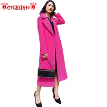 2017 Coats Autumn Winter New Coat Solid Color Long Section Lapel Single-breasted Long-sleeved Lady Fashion Slim Clothing Ly0204