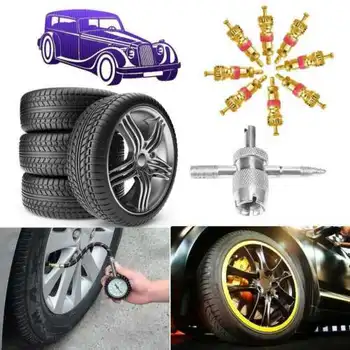 

4pcs Car Tire A/C Schrader Valve Cores with 4-in-1 Tire Valve Stem Remover