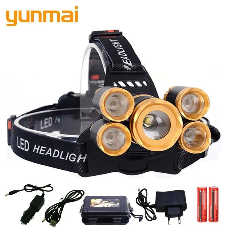 Налобный фонарь yunmai T6 + 4 * XPE с зарядкой от USB 18650 лм|Налобные LED-фонари| |