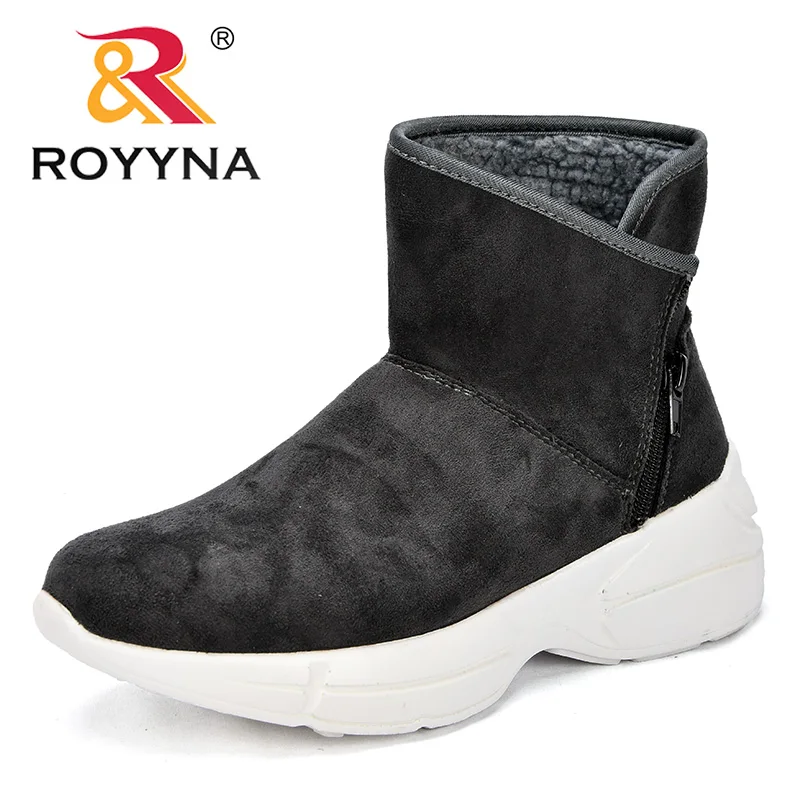 

ROYYNA Winter Women Boots Flock Warm Ankle Snow Boots 2018 Platform Mother Shoes Woman Zipper Flat Wedge Thick Heels Short Plush