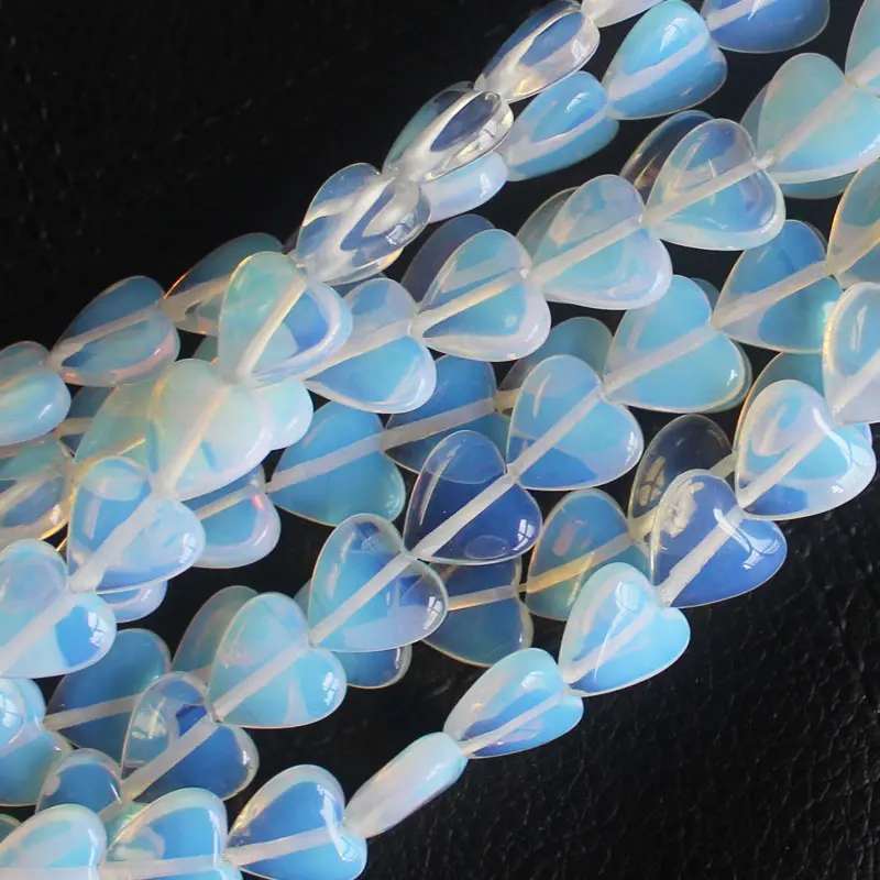 12mm White Opal Heart Shape Loose Beads 14&quot DIY Jewelry Making ! wholesale for all items! | Украшения и аксессуары