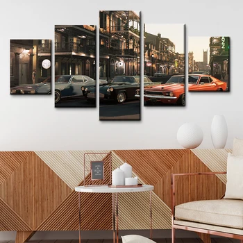 

Modern 5 piece home decor canvas painting family car picture HD print on canvas with frame for living room wall artwork poster