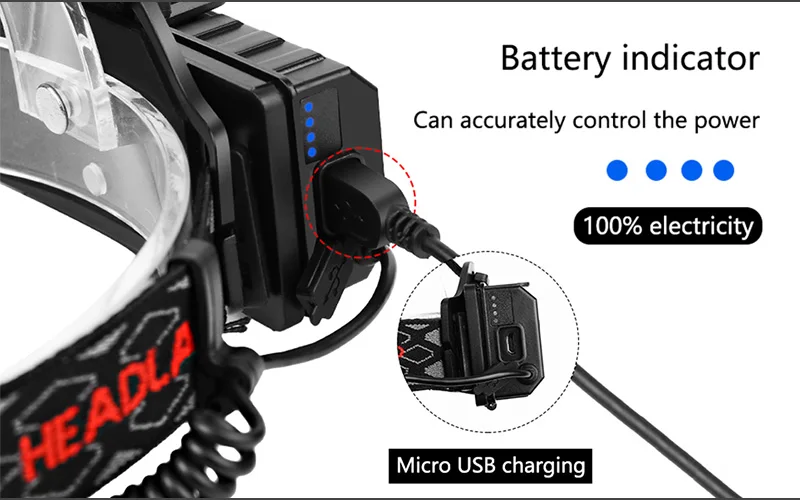 Красный Головной фонарь светодиодный перезаряжаемый XML T6 COB фара usb Головной фонарь фонарик охотничий Фонарь налобный фонарь 18650 Зеленый Фонарь фронтал