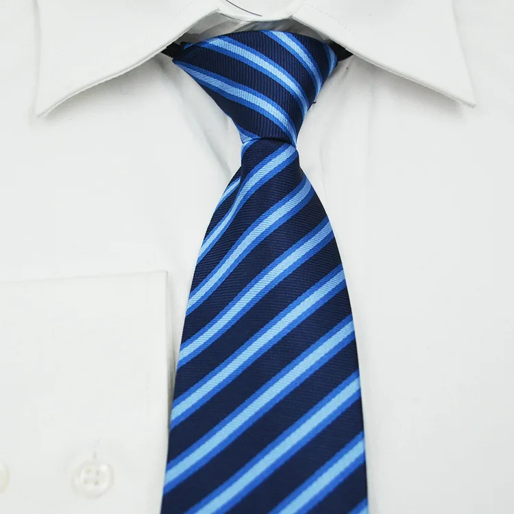 Easy Zipper Tie Mens Fashion Blue Business Neck Ties Striped Dot Pattern 8cm Neckwear Necktie for Men Formal Occasion | Аксессуары для
