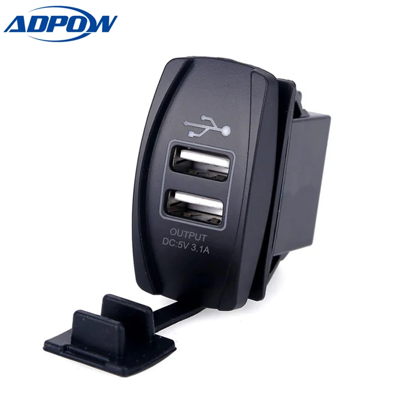 ADPOW 12-24V USB зарядное устройство для мотоцикла Авто Грузовик ATV Лодка светодиодный автомобиль 3.1A двойной USB разъем зарядное устройство адаптер питания розетка питания