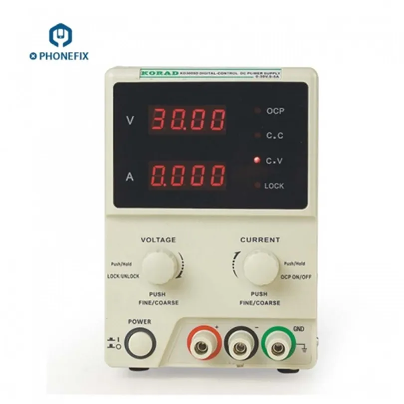 

PHONEFIX KORAD KD3005D 30V 5A Laboratory DC Power Supply Precision Adjustable Power Station For iPhone IPad Tablet Repair
