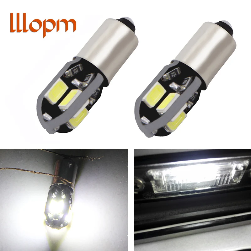 

2Pcs Auto LED BA9S T4W BAX9S H6W BAY9S H21W 8-5630 SMD White 12V Car side wedge door clearance Marker Rear Reverse lamp bulb