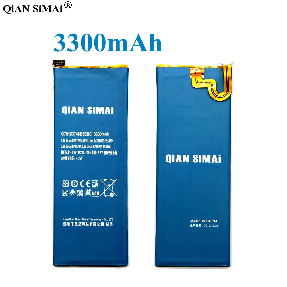 

QiAN SiMAi High Quality HB3748B8EBC 3300mAh Battery For Huawei Ascend G7 G7-TL100 C199 Phone Batterij Bateria + Tracking Code