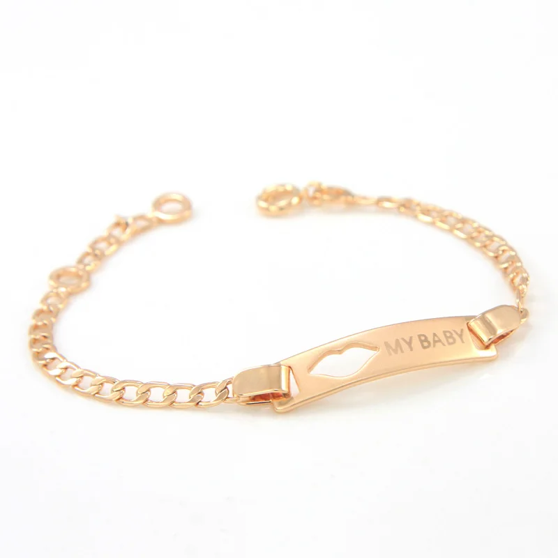 

17CM Pink Baby Bracelets Gold Kids Jewelry Pulsera Bebe Pulseira Ouro Braclet Bangle Bambino Bracelete Nina Baby Teen Girl BR31P