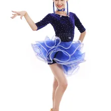 Новинка года, платье для латинских танцев для женщин, синее/черное Танго/ча/Румба/платье для самбы для танцев Regatas Femininas Adul