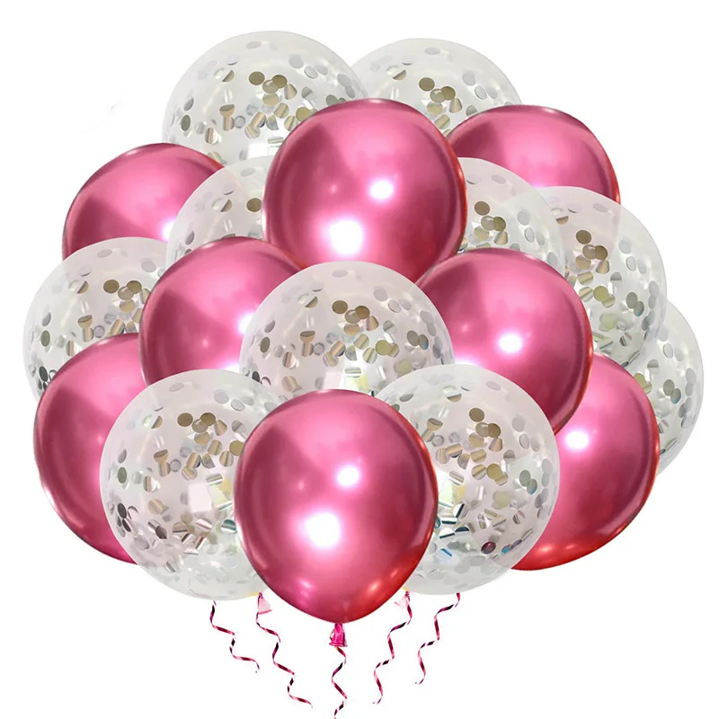 20 шт разноцветные металлические шары конфетти, вечерние украшения для выпускного вечера, для маленьких мальчиков и девочек, 30th 40th 50th 60th Birthday - Цвет: silver hot pink