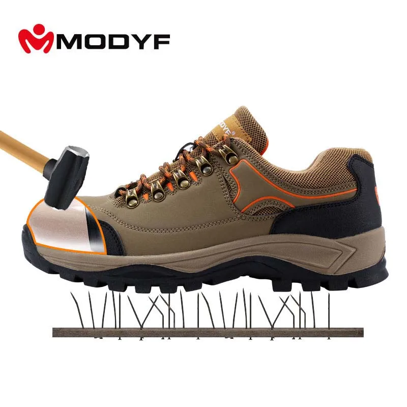 

MODYF Men Steel Toe Cap Work Safety Shoes Simple Skid Resistance Outdoor Sneaker Shoes Puncture Proof Footwear