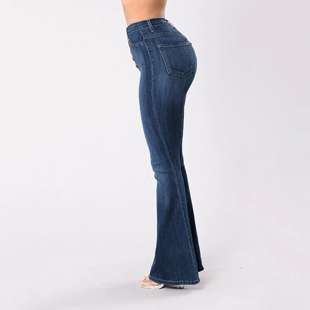 Свободные женские эластичные свободные джинсы с карманами и пуговицами, повседневные облегающие прямые джинсы с пуговицами