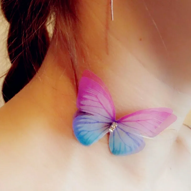 

3D Colorful Butterfly Chokers Necklace Invisible Fish line Silk Necklaces 2018 New Elegant Crystal Hide Chain collar Necklaces