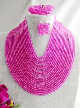

2019-6-5-1418# Free Shipping !!! Crystal Beads Set Jewelry Nigerian Wedding Crystal Beads Jewelry Set