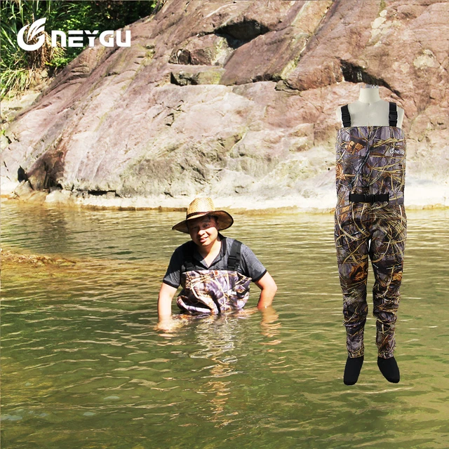 100 waterproof camo fishing wader, breathable wading pants with
