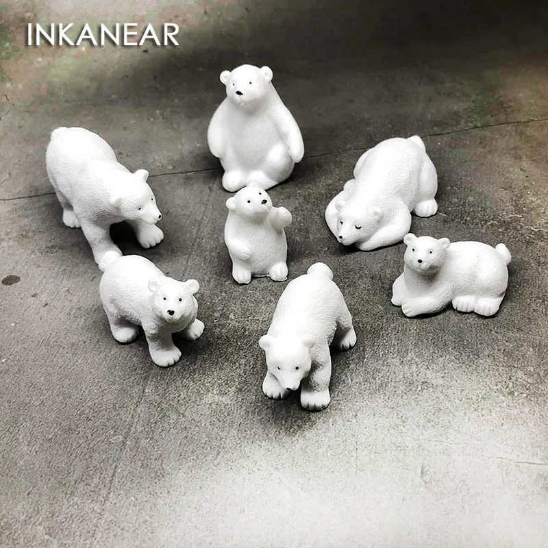 Имитация животных модель миниатюры белый медведь прекрасный белый медведь смолы автомобиля Декор статуэтки для террариума Феи сад игрушки хобби