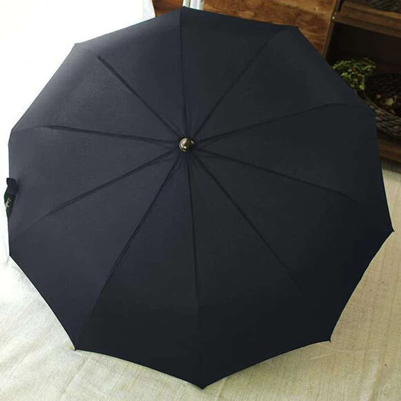 Germany 10 Ribs big Solid Windproof Men larger Wooden handle semi automatic male business 3 fold