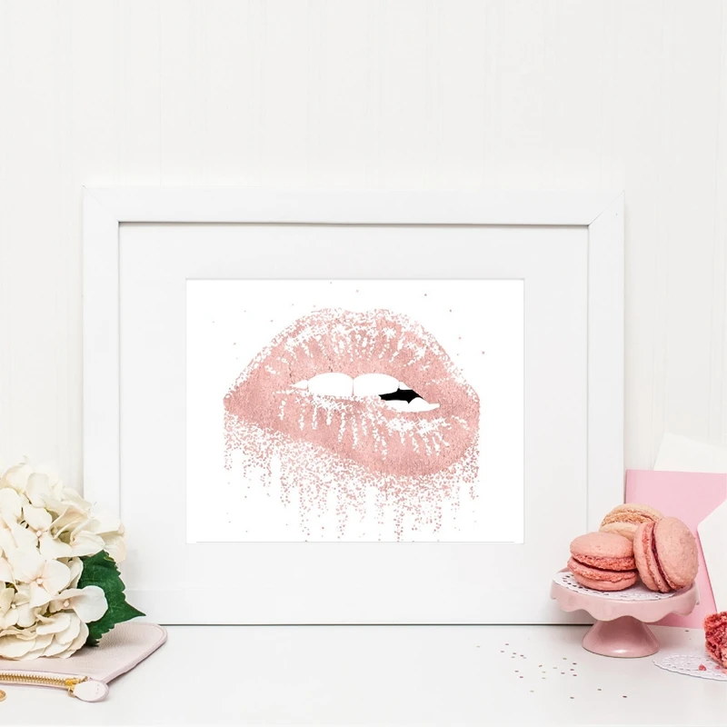 Glitter Lips Painting Home Decor