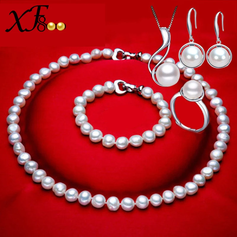 

XF800 Pearl jewelry 8-9mm pearl jewelry set baroque fresh water pearl jewelry set party T152