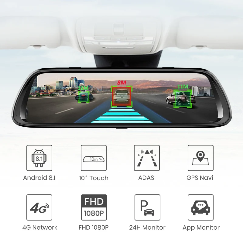 LDZDSEE 4G Android 8 1 ADAS Автомобильный видеорегистратор Камера FHD1080P зеркало заднего вида