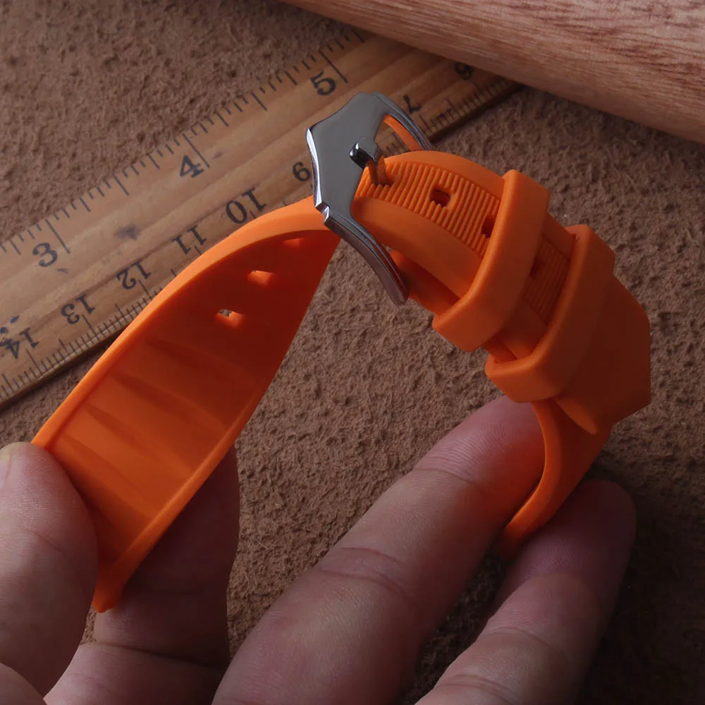 

High Quality watchbands 20mm 21mm 22mm 23mm 24mm 26mm Orange rubber watch strap band watch accessories for sports diving watches